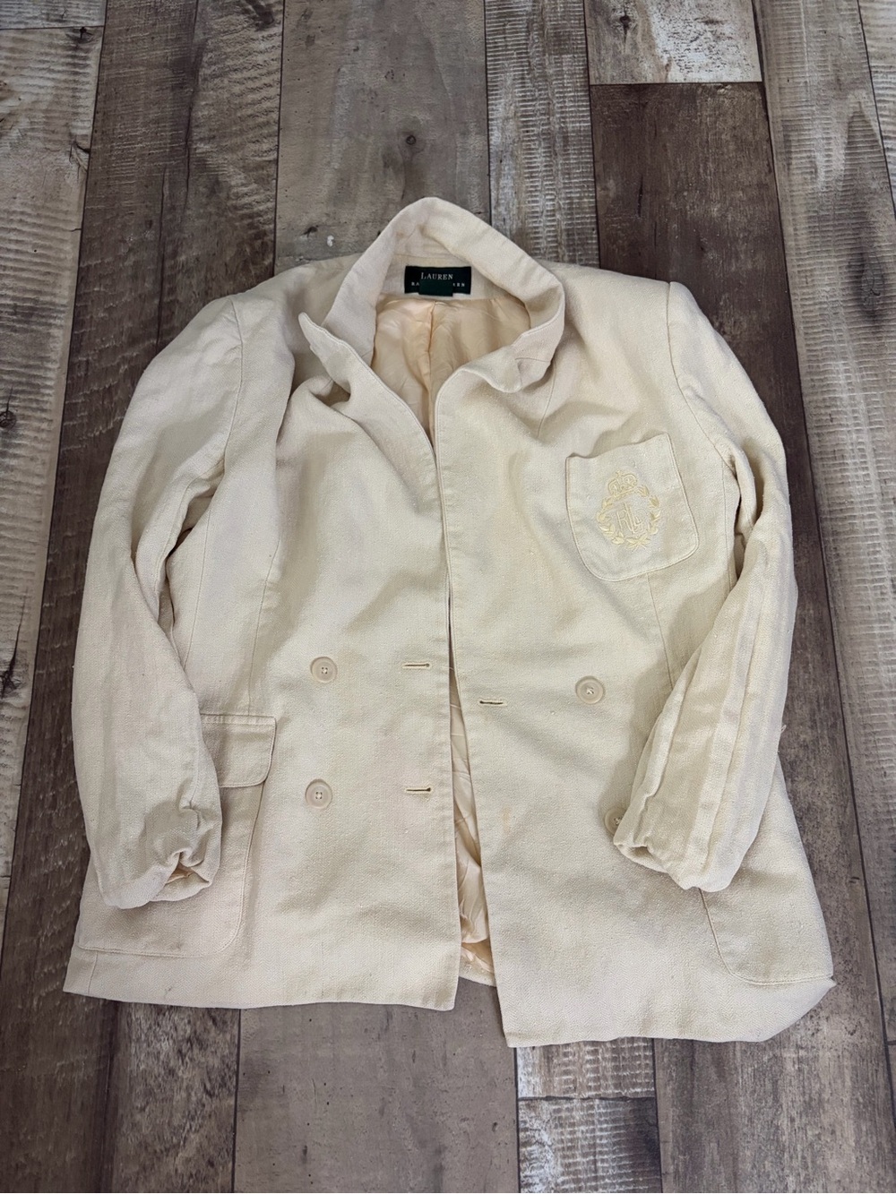 Ralph Lauren Cream Double-Breasted Blazer Jacket